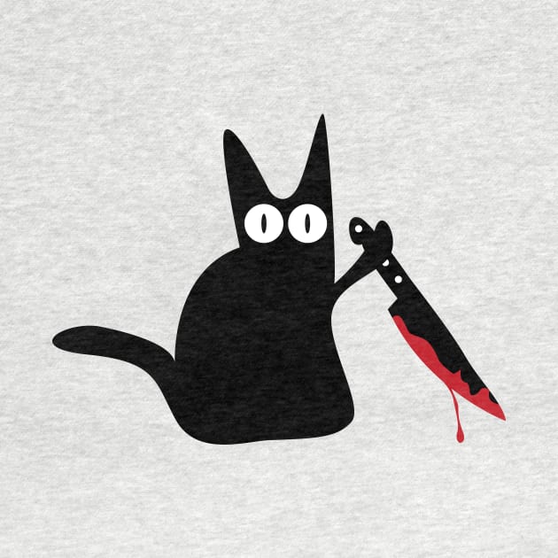 black spooky cat with bloody knife by Johnny_Sk3tch